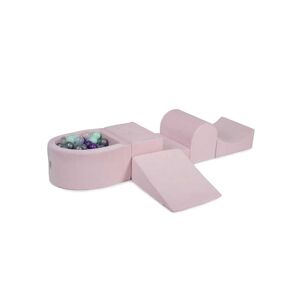 MeowBaby Set de mousse rose clair balles Violet/Argent/Menthe/Transparent Multicolore 45x30x250cm