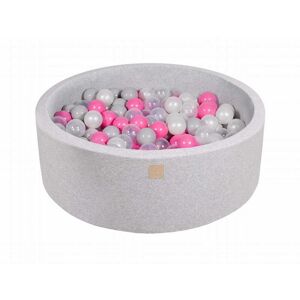 MeowBaby Gris clair Piscine à balles Transparent/Rose clair/Perla/Gris H30cm Multicolore 90x30x90cm