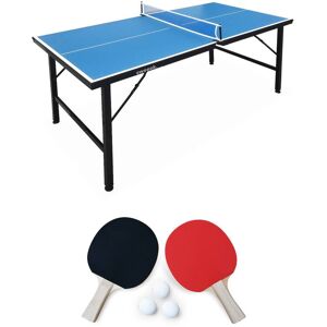 sweeek Mini table de ping pong pliable 150x75cm indoor bleue, avec 4