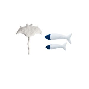 Crochetts Pack peluche murale raie manta blanc et mini poisson blanc