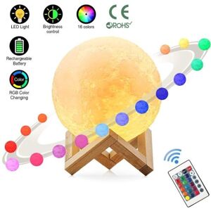 Non communiqué Impression 3D Moon Light Rechargeable Night Light RGB Changement de couleur Commutateur tactile Chambre à coucher 3D Moon Moon - Publicité