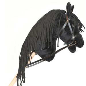 Non communiqué Hobby Horse Frison Noir pour activité de Hobby Horsing pour Enfants et Adolescents de 7 à 20 Ans- Cheval bâton avec Filet et rênes - tête de Cheval en Peluche pour Jeux d' Imitation Cheval noir - Publicité