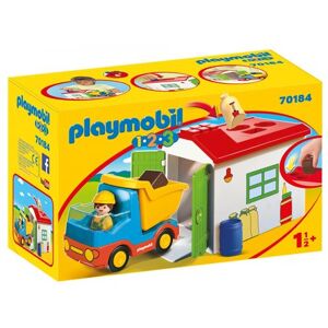 Playmobil 1.2.3 70184 Ouvrier avec camion et garage Multicolore - Publicité