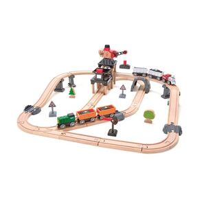 Circuit de train en bois parcours de la mine Hape - Publicité