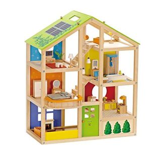 Hape All Seasons Kids Dollhouse Dollhouse by Winning Award 3 Story Dolls House Toy with Furnishings, Movable Stairs and Reversible Season Theme - Publicité