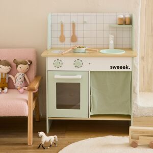 sweeek Cuisine en bois vert celadon cocotte pour enfant avec accessoires - Vert celadon