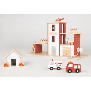 Pinolino Caserne de pompiers pour enfant en bois avec accessoires - 55 x 25 x 32 cm - Publicité