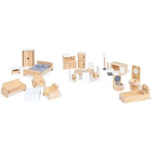 Pinolino Meubles pour Maison de Poupees en Bois - Set de 20 Pieces