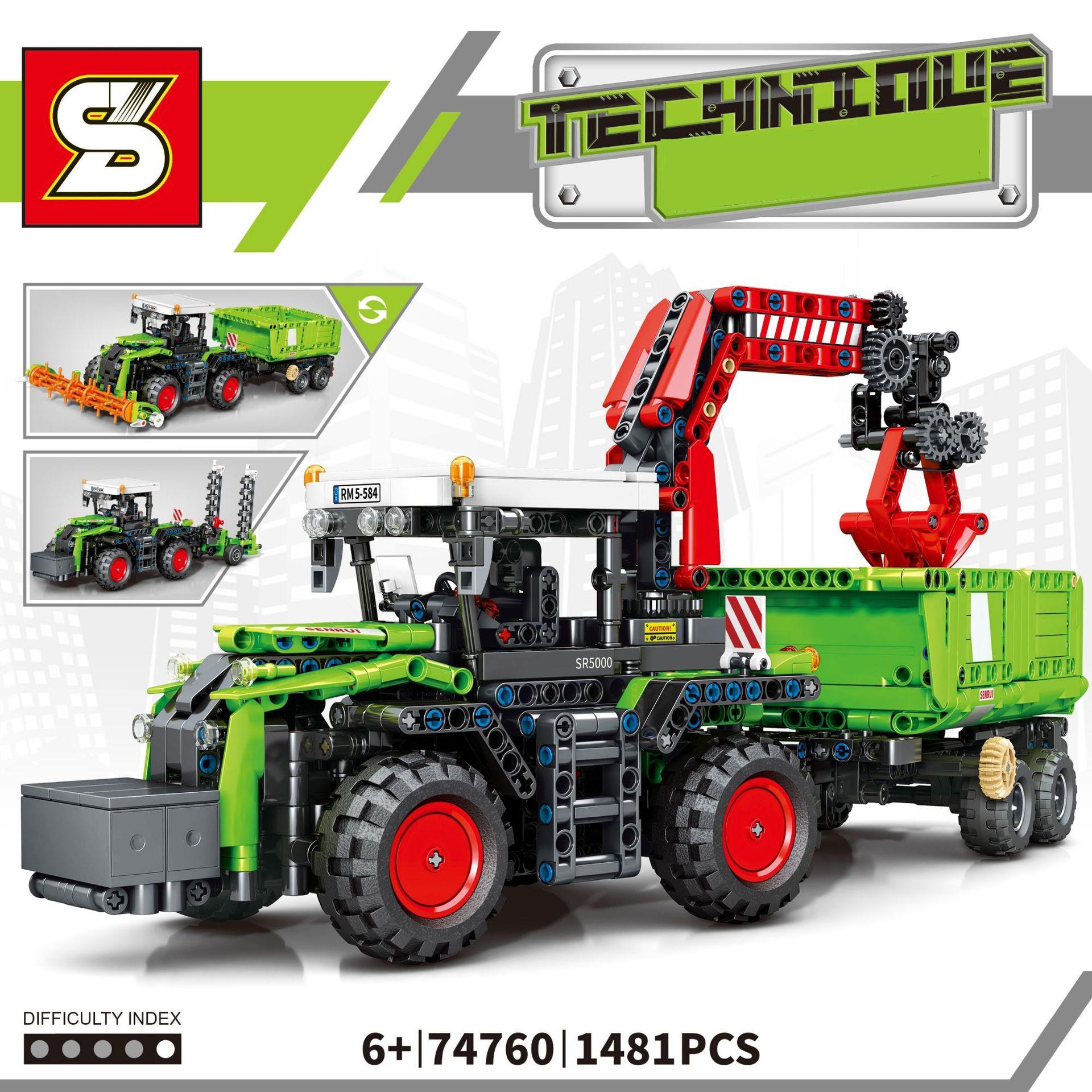 Tracteur agricole mécanique assemblé pour garçon, blocs de construction d ingénierie, modèle de jouet, télécommande électrique, SZ-74760