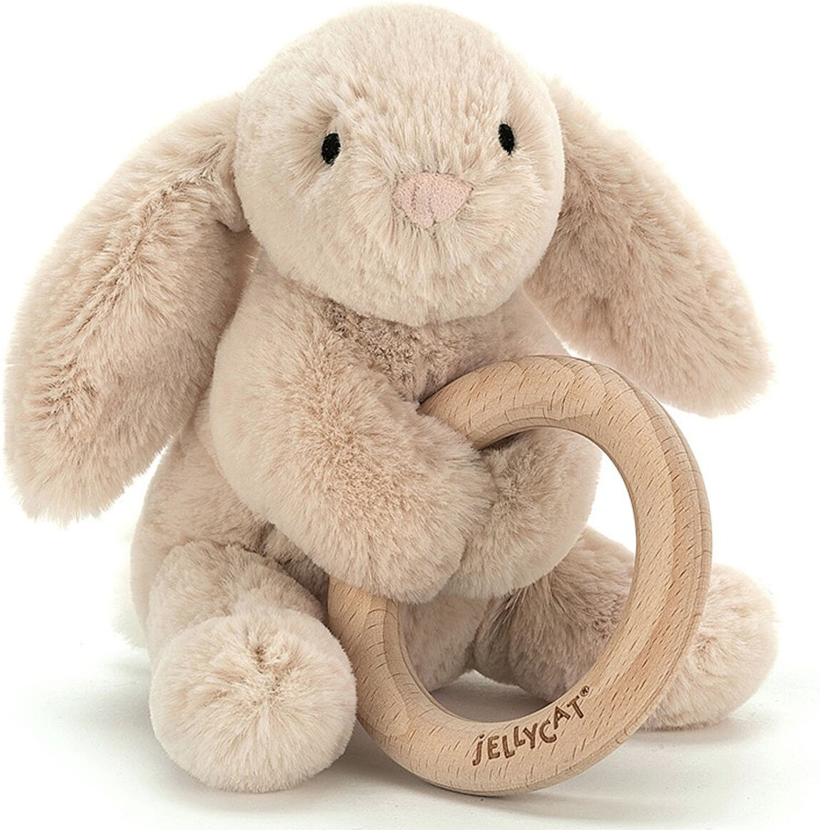 Little Jellycat Hochet Shooshu Bunny avec Anneau en Bois