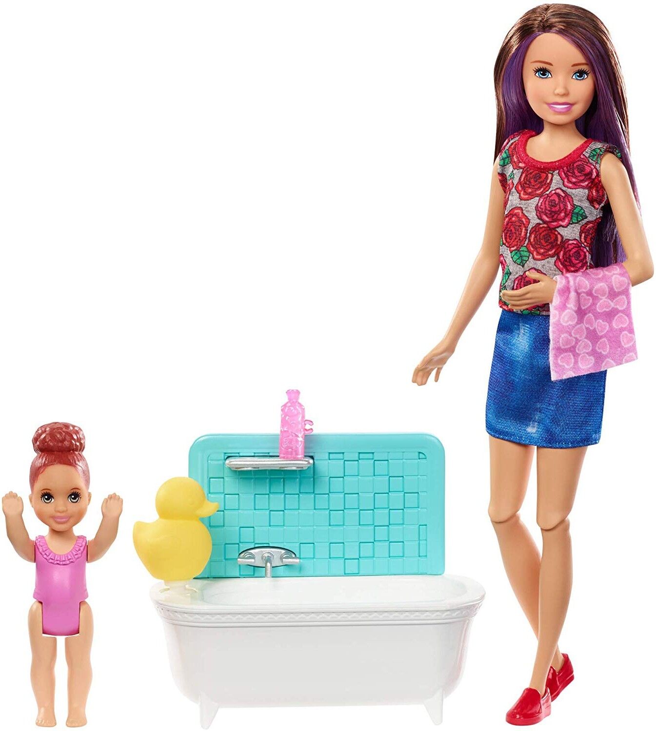 Barbie Famille coffret Heure du Bain poupée Skipper baby-sitter