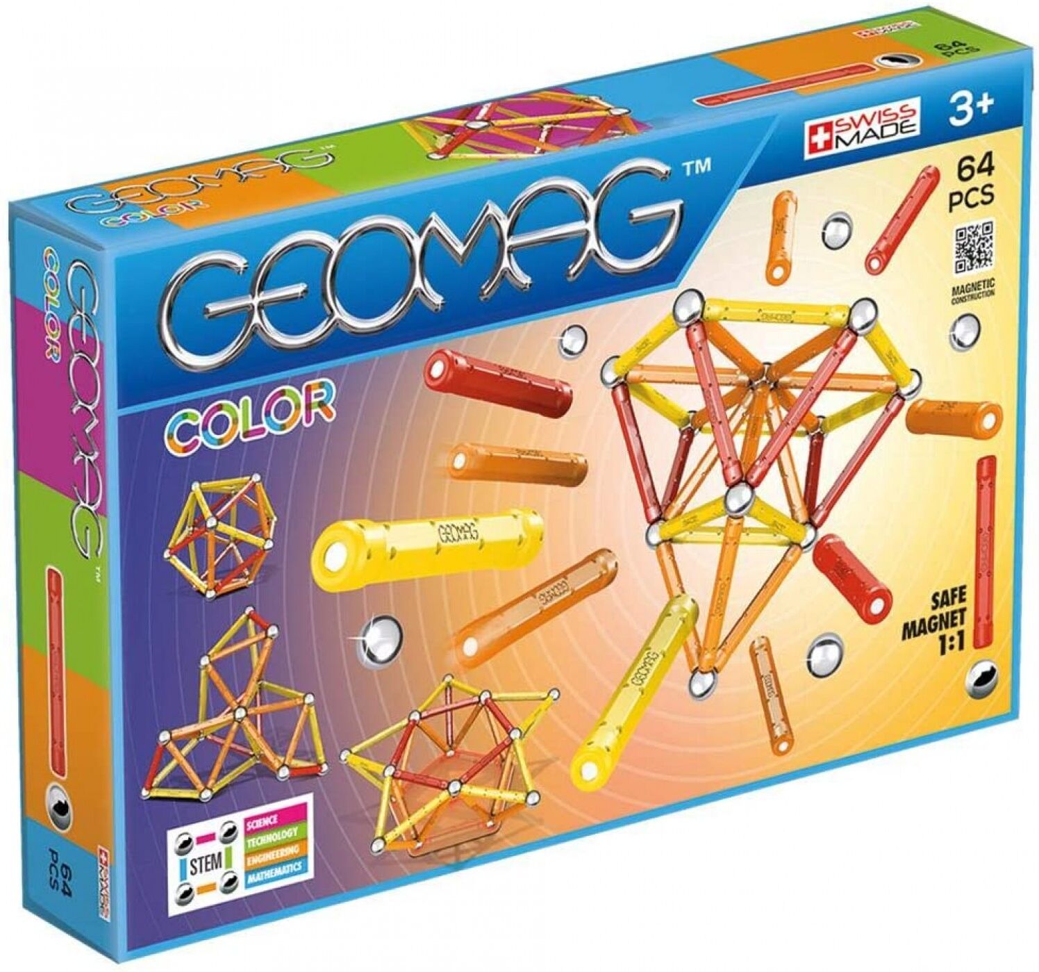 Geomag Construction avec boules et barres Geomag 64 pièces