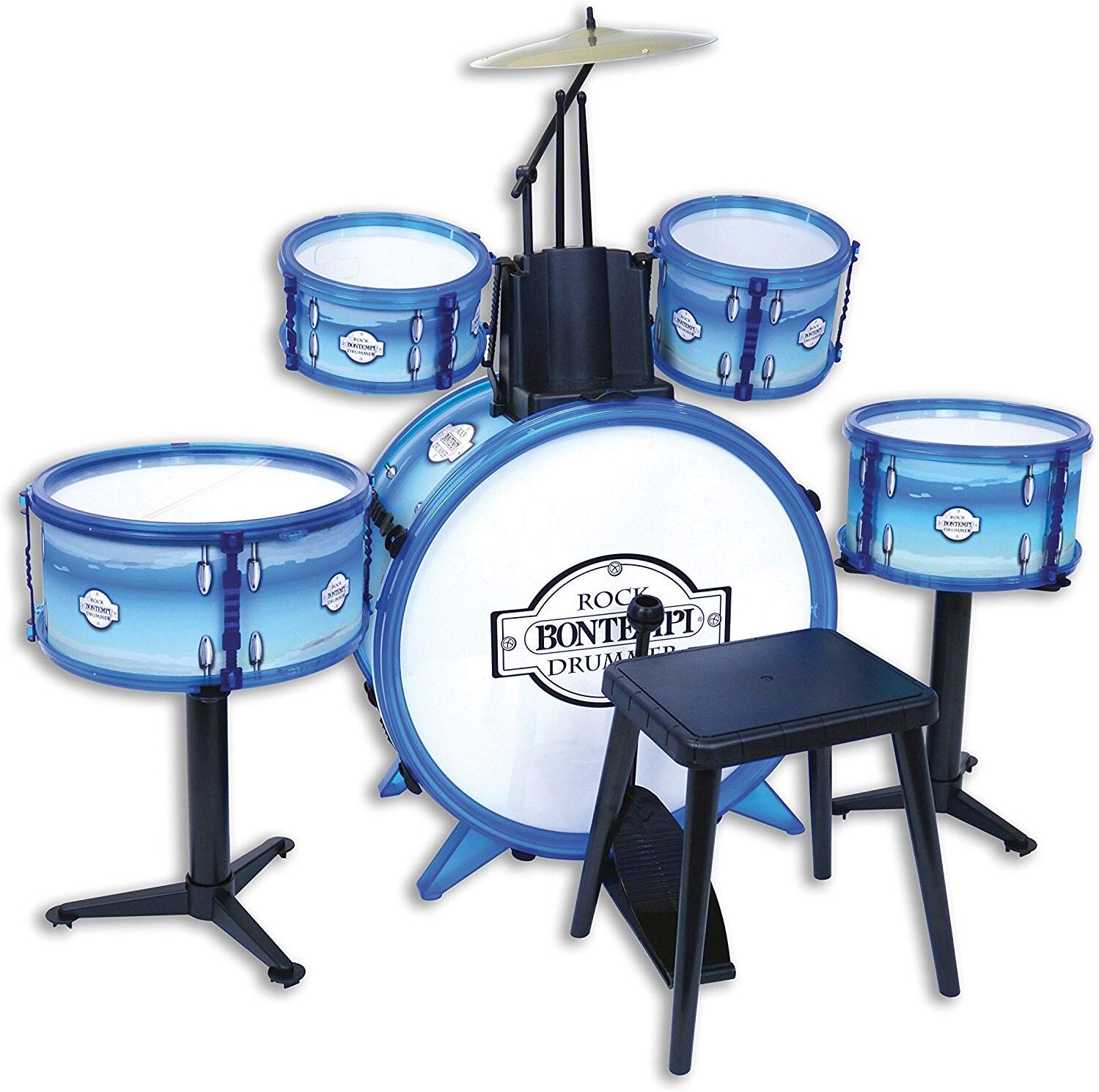 Bontempi Jeux d'imi­ta­tion Bontempi Batterie rock drummer 5 fûts Bleu