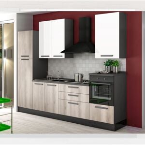 Toscohome Cucina completa 300x216H cm colori antracite bianco e gordon - Petrol