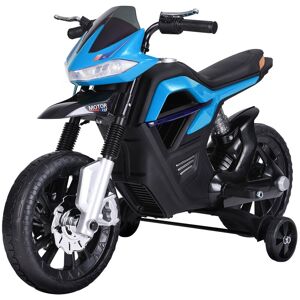 Homcom Moto Elettrica per Bambini a 3 ruote con Fari e Fanali Posteriori, Batteria 6V,Velocità 3km/h,105Lx 52.3Px 62.3Acm,Blu  Aoosm Italy