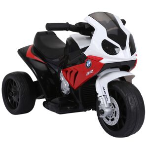 Homcom Moto Elettrica per Bambini Max. 20kg con Licenza BMW, 3 Ruote, Batteria Ricaricabile 6V, Bianco Rosso, 66x37x44cm