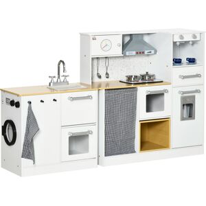 Homcom Cucina Giocattolo 2 Pezzi per Bambini 3-6 Anni con Utensili da Cucina, Luci ed Effetti Sonori, in MDF e PP