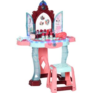 Aiyaplay HOMCOM Set Toeletta con Sgabello per Bambini da 3-6 Anni con Luci, Musica e Accessori