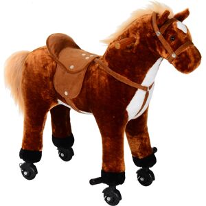 Homcom Cavallo Giocattolo Cavalcabile per Bambini con Ruote  e Suono Cavallo Peluche Marrone 65 x 28 x 75 Aosom.it