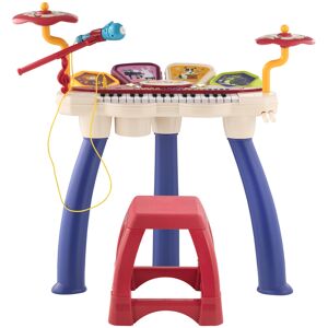 Aiyaplay Pianola per Bambini 3-6 Anni con Sgabello, Microfono, Tamburo e Bacchette, in PP e ABS, 74x32.2x71 cm