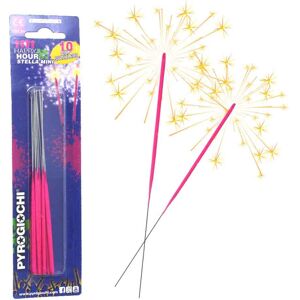 Pyrogiochi 10 Stelline Scintillanti Capodanno Mini Colorate Fucsia 15,5 Cm