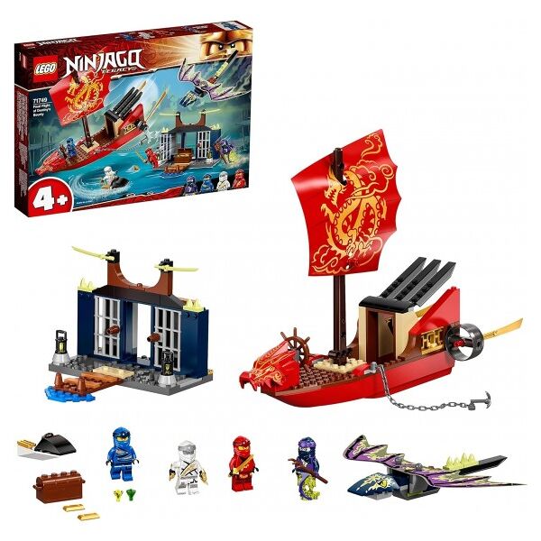 lego ninjago - il volo finale del vascello del destino - lego 71749 con drago,vela,un timone,una moto d'acqua anni 4+