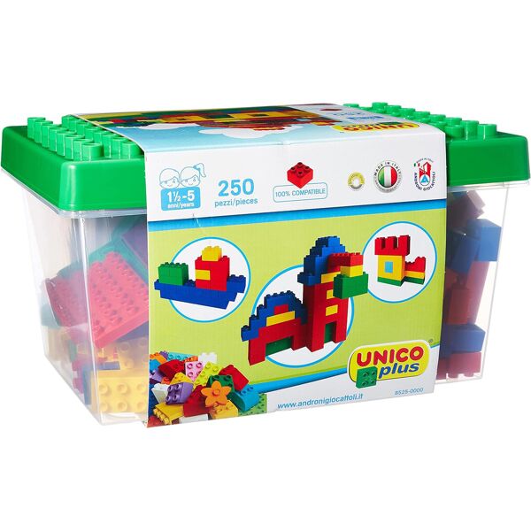 androni giocattoli 8525 unicoplus secchiello 250 pezzi costruzioni per bambini da 18+ mesi - 8525