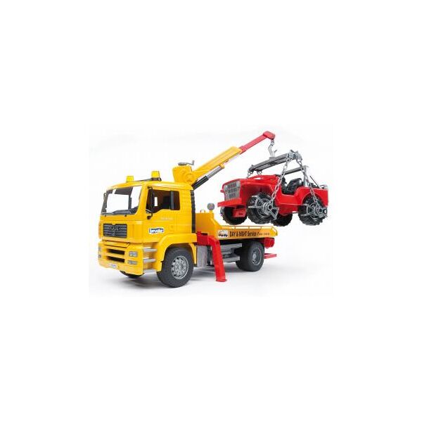 bruder 2750 camion soccorso stradale man tga con rimorchio e paranco veicolo giocattolo scala 1:16 per bambini da 4+ anni - 02750