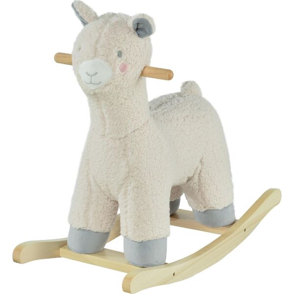 dechome 108/330 dondolo alpaca peluche in legno con suoni cavalcabile per bambini da 3+ anni colore crema - 108/330