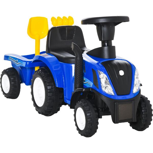 dechome 173bu/370 macchina trattore per bambini da 1+ anni con rimorchio rastrello e pala cavalcabile colore blu - 173bu/370