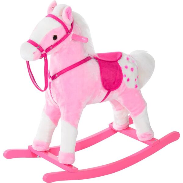 dechome 330004pk cavallo a dondolo in legno con suoni cavalcabile per bambini da 3+ anni colore rosa - 330004pk