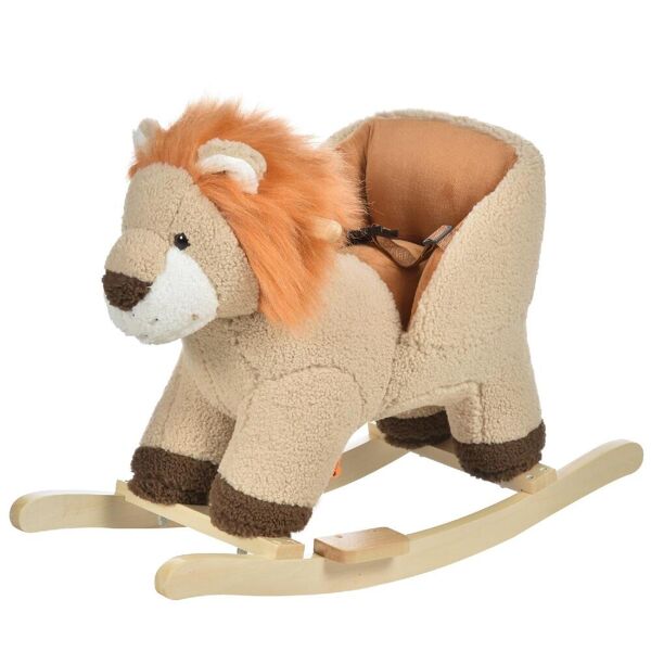 dechome 330115 dondolo giocattolo a forma di leone per bambini 18-36 mesi in legno e peluche - 330115