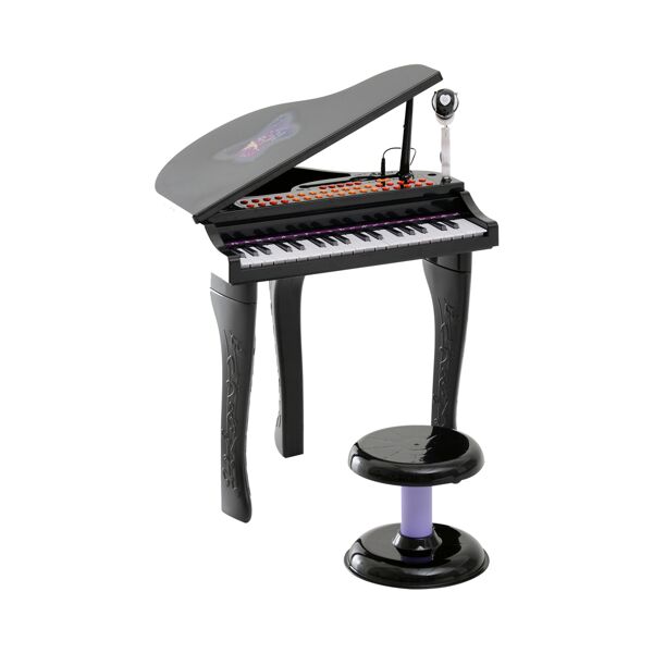 dechome 350003bk mini pianoforte con microfono e sgabello per bambini da 4+ anni gioco creativo colore nero - 350003bk