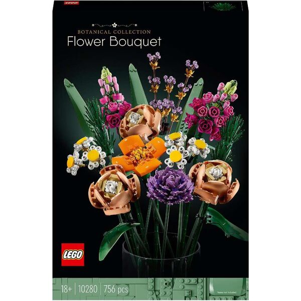 lego 10280 icons - bouquet di fiori set fiori artificiali con rose, bocche di leone e papaveri kit modellismo costruzioni per adulti 18+ anni - 10280