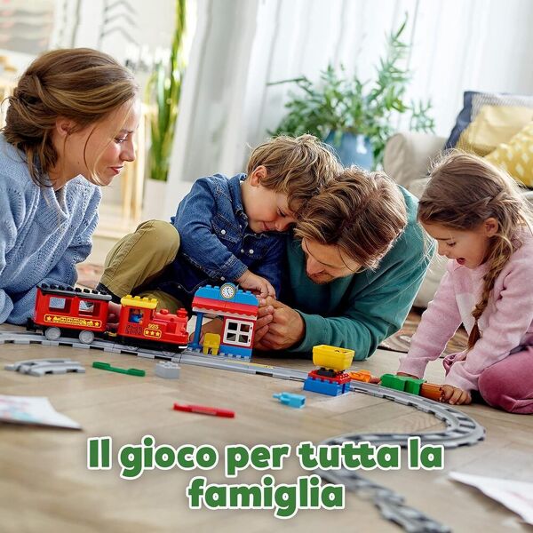 lego 10874 duplo - treno a vapore, trenino con luci e suoni da costruire, mattoncini colorati e funzione rc costruzioni per bambini da 2+ anni - 10874