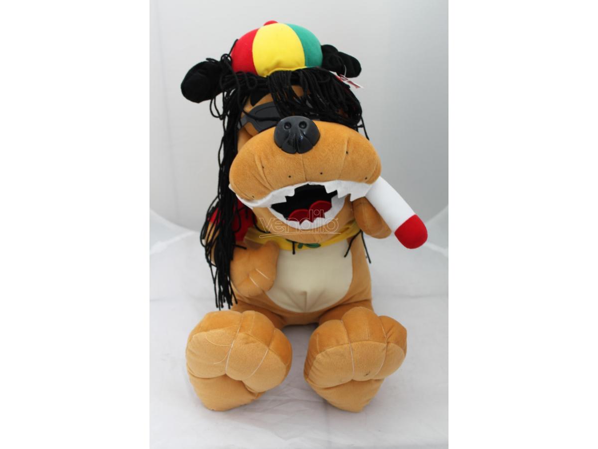 ALTRO Peluches Cane Rasta Con Cappello, Occhiali Da Sole E Sigaretta 50 Cm Peluche