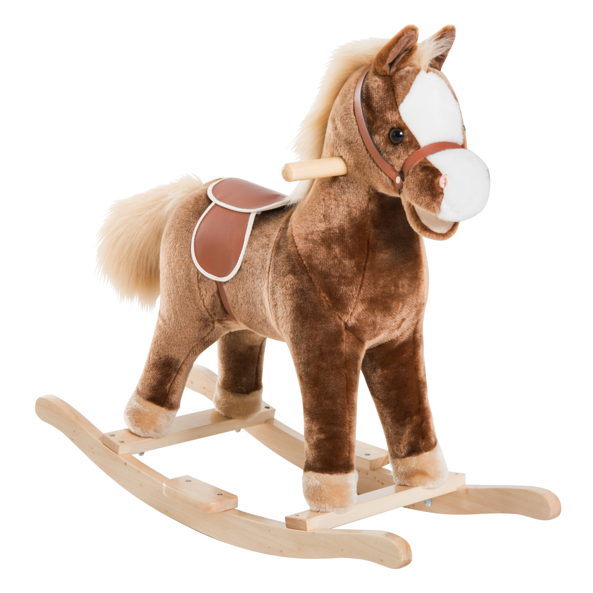 Homcom cavallo a dondolo legno cavallo a dondolo bambini cavallo a dondolo  Giochi Giocattoli Cavalcabili Marrone 74 × 33 × 62cm