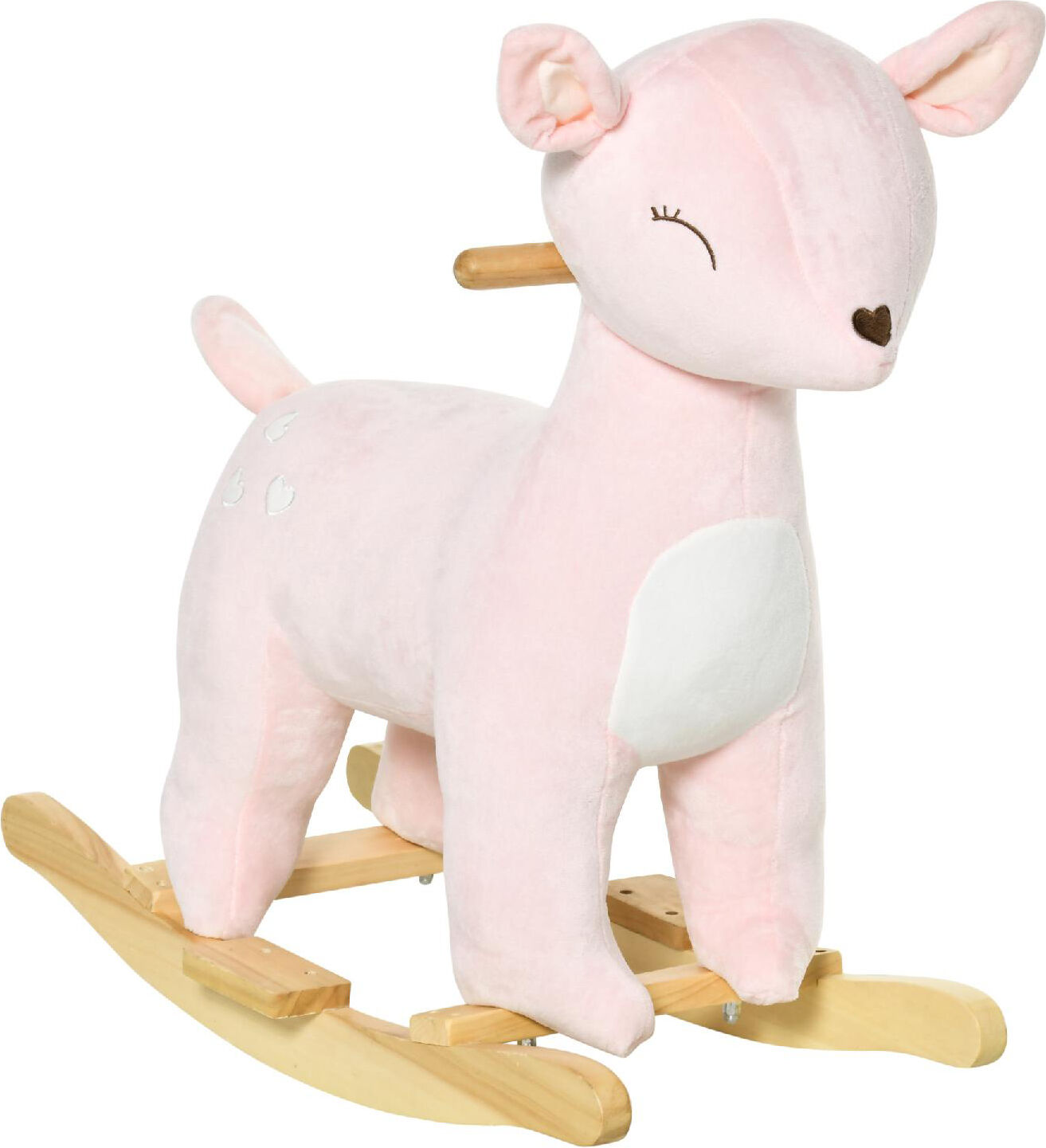 dechome 139/330 dondolo cervo peluche in legno con suoni cavalcabile per bambini da 3+ anni colore rosa - 139/330