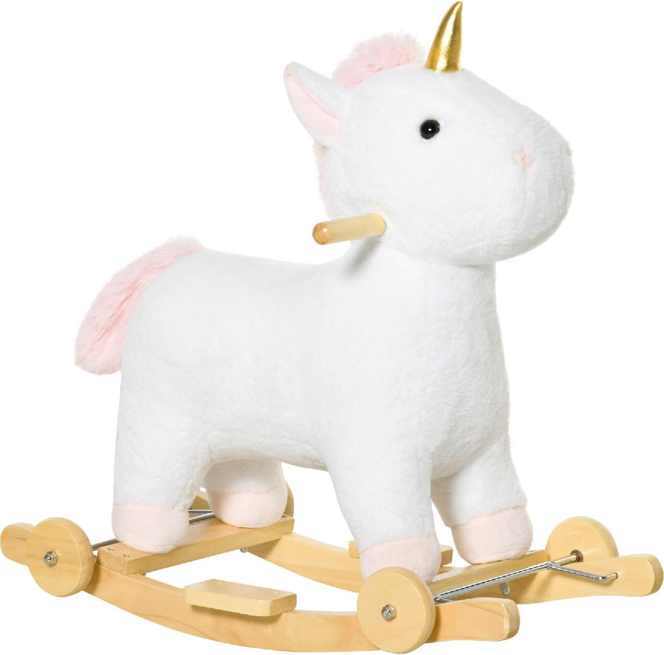 dechome 142/330 cavallo a dondolo unicorno in legno cavalcabile per bambini 3+ anni colore bianco - 142/330