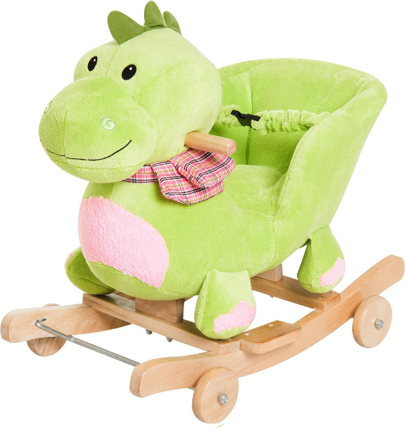 dechome 68/330 cavallo a dondolo drago peluche in legno cavalcabile per bambini da 18+ mesi colore verde - 68/330