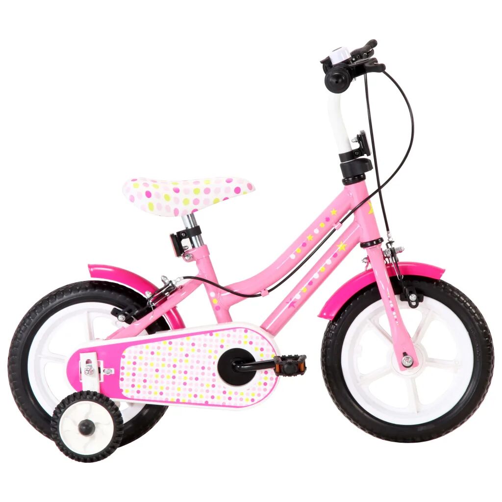 vidaXL Kinderfiets 12 inch wit en roze