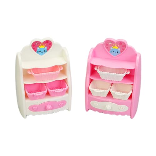 Qingsi 2 Stuks De Speelgoed Pop Boek Kast Keuken Opbergkast Doos Mini Model Accessoires