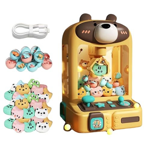 ARTSIM Snoepautomaat, Mini Klauwmachine met 30 Knuffels,10 Gashapons Snoepautomaat Voor Feest Verjaardag Pasen Kerstcadeaus,Bear