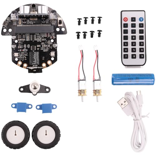 Frsoinor BBC Microbit V2 en V1 Programmeerbare Robot Programmeerbare Robot Kit voor STEM-codering Educatie met Oplaadbare Batterij (A)