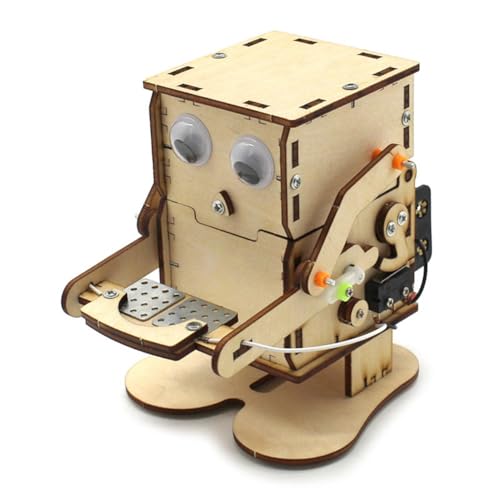 Rordigo Robot die munten eett, doe-het-zelf model, leren, stamprojectkit voor kinderen, wetenschappelijk experiment, houten bouwpakket