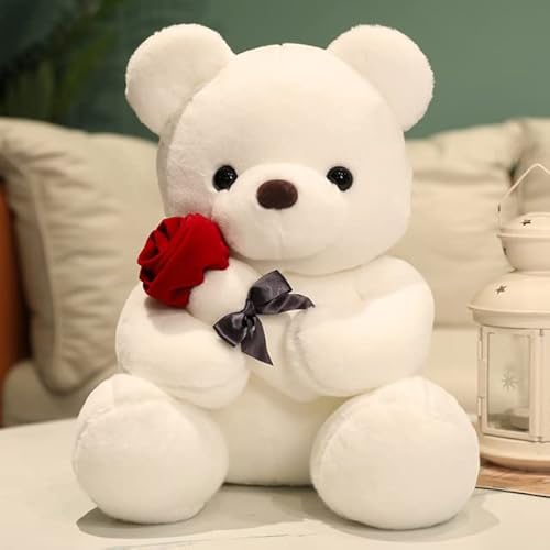 EacTEL Leuke teddybeer met rozen knuffeldier pop vriendin verjaardagscadeau romantisch cadeau kerstcadeau 35cm 1