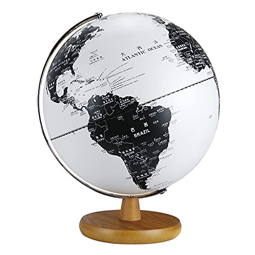 CHTTHCC Wereldbol, wereldbol, houten ornamenten, vintage, USB, globe, versie, Chinees Engels, geografie, educatief speelgoed, decoratie, wereldbol, wereldbol, 25,4 cm