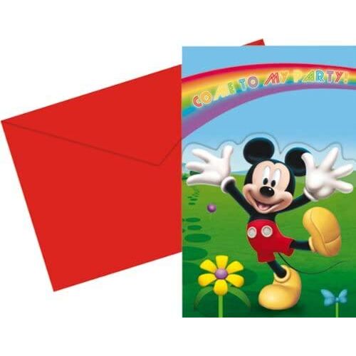 Procos Mickey verjaardagsuitnodigingskaarten met envelop, 6 uitnodigingen