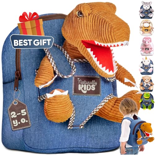 Naturally KIDS Kleine dinosaurusrugzak dinosaurusspeelgoed voor kinderen 3-5 dinosaurusspeelgoed voor 3 4 5 6 jaar oude jongens meisjes cadeau peuter rugzak voor jongens dinosaurussen voor jongens dino-speelgoed dinosaurus knuffeldier