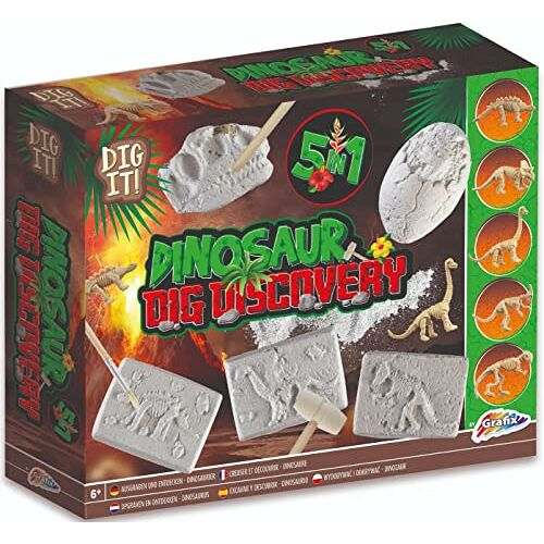 Grafix Archeologen opgravingsset voor kinderen 5-in-1 dinosaurusfossielen